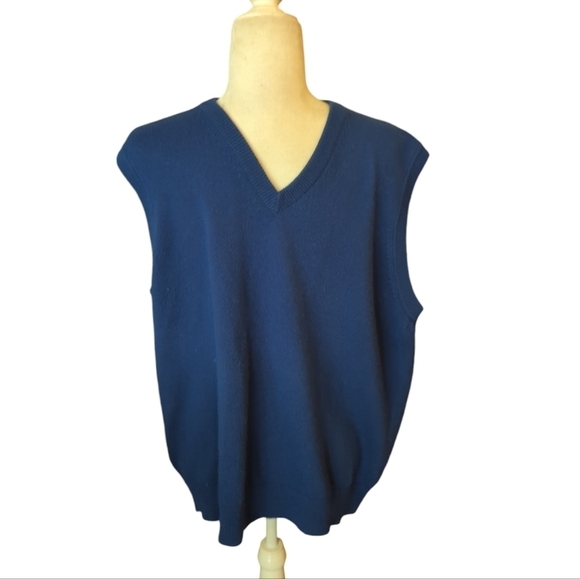 Brooks Brothers Blue Cashmere Vest 3 ply Scottish  soft sweater vest Sz XL - Picture 8 of 11